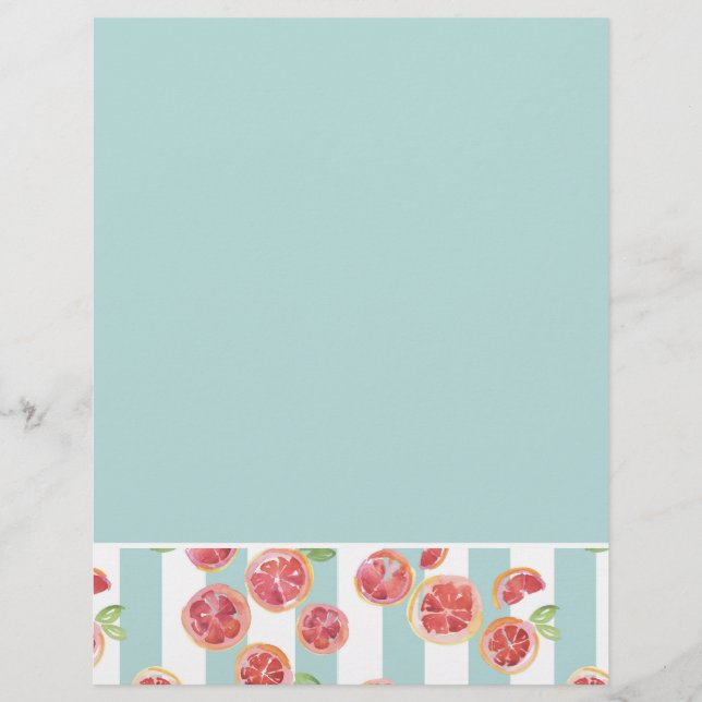 Pink Grapefruit Pattern on Green Stripes (Front)