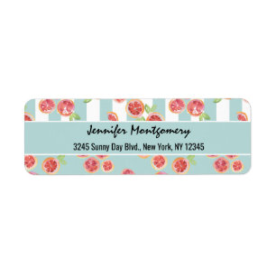 Pink Grapefruit Pattern on Stripes