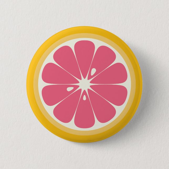 Pink Grapefruit Slice 2 Inch Round Button (Front)