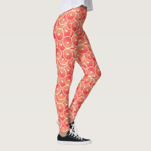 Pink Grapefruit Slice Digital Montage Leggings