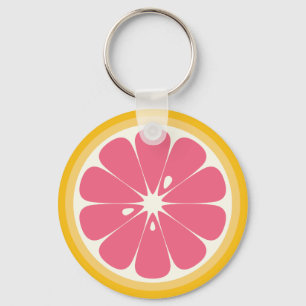 Pink Grapefruit Slice Keychain