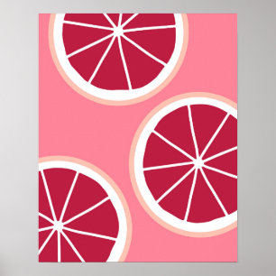 Pink Grapefruit Slice Poster