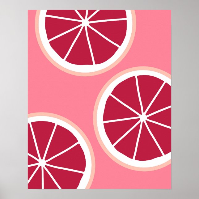 Pink Grapefruit Slice Poster (Front)