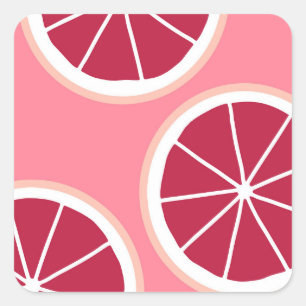 Pink Grapefruit Slice Square Sticker