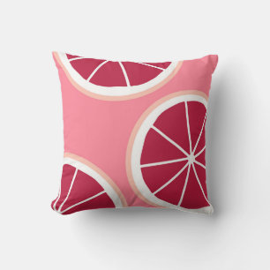 Pink Grapefruit Slice Throw Pillow