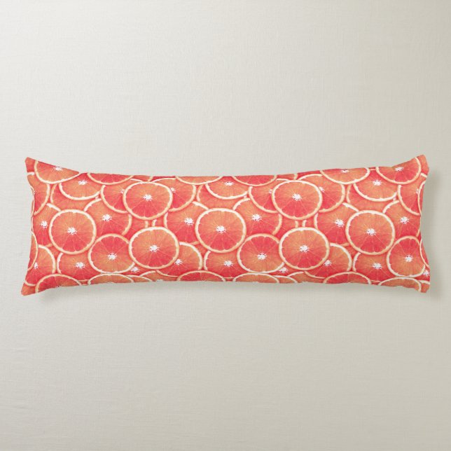 Pink grapefruit slices body pillow (Front)