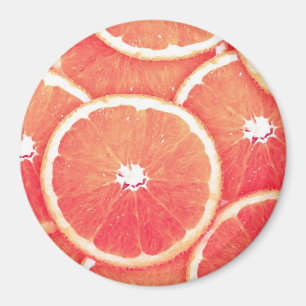 Pink grapefruit slices magnet