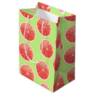 Pink Grapefruit Slices Pattern Medium Gift Bag