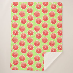 Pink Grapefruit Slices Pattern Sherpa Blanket
