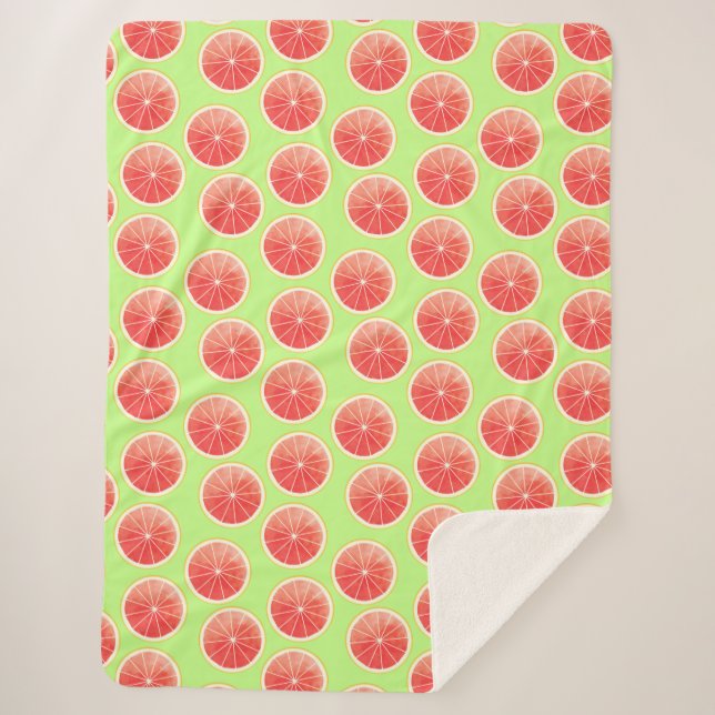 Pink Grapefruit Slices Pattern Sherpa Blanket (Front)