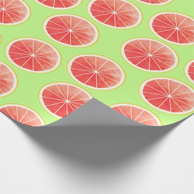 Pink Grapefruit Slices Pattern Wrapping Paper (Corner)