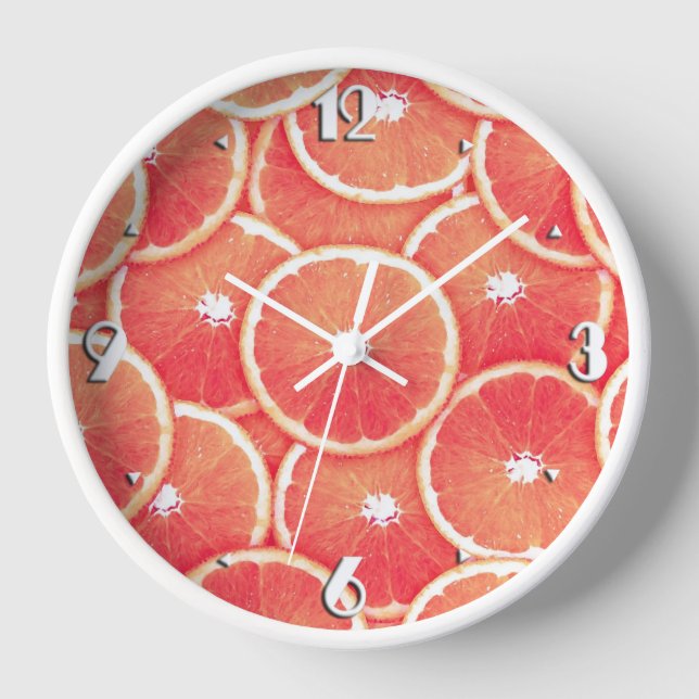pink grapefruit slices wall clock (Front)