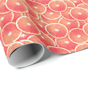 Pink grapefruit slices wrapping paper