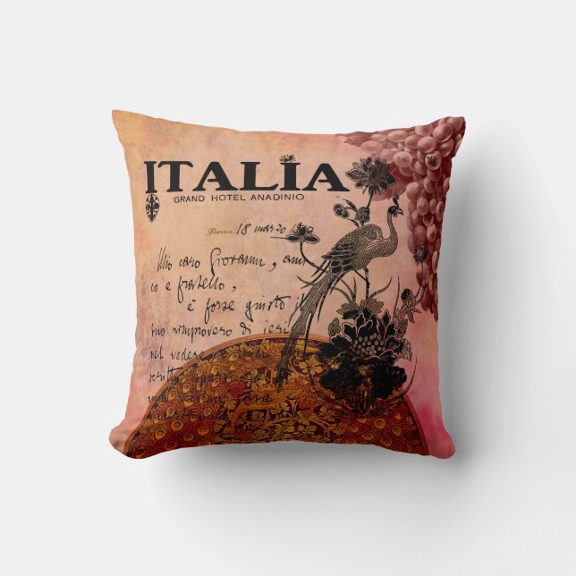Pink Grapes Italia Throw Pillow (Front)
