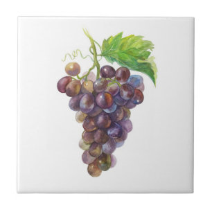 Pink Grapes. Watercolor art  Tile