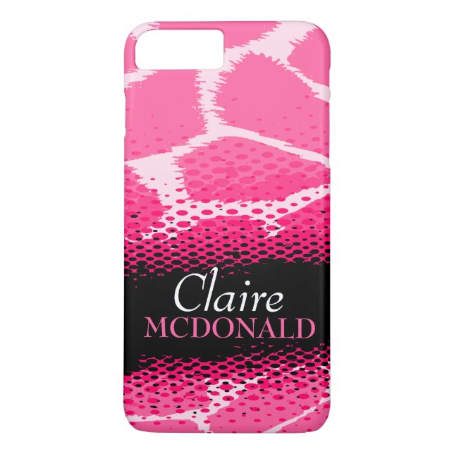 Pink graphic animal print iphone case (Back)