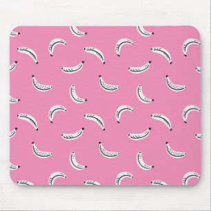 Pink graphic bananas - bold tropical fruit pattern mouse pad