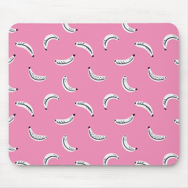 Pink graphic bananas - bold tropical fruit pattern mouse pad (Front)