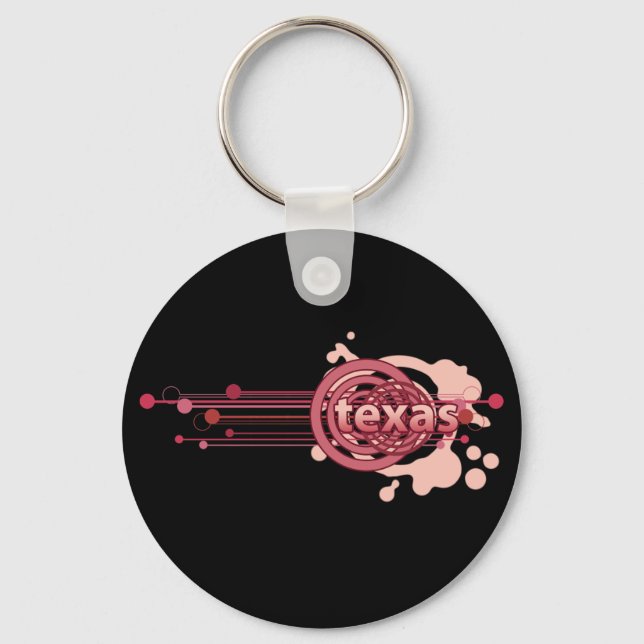 Pink Graphic Circle Texas Keychain Dark (Front)