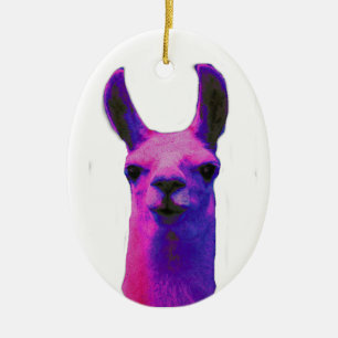 Pink Graphic Llama Ceramic Ornament