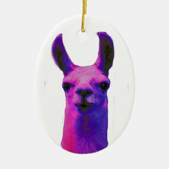 Pink Graphic Llama Ceramic Ornament (Front)