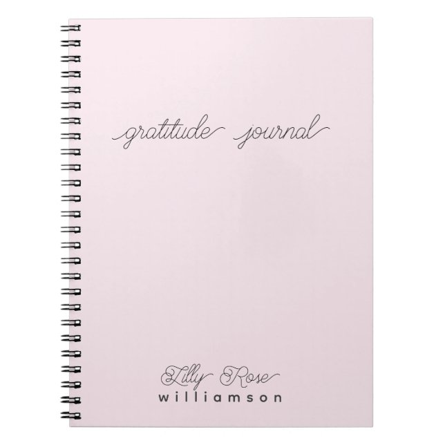 Pink Gratitude Journal - Cute Script Typography (Front)