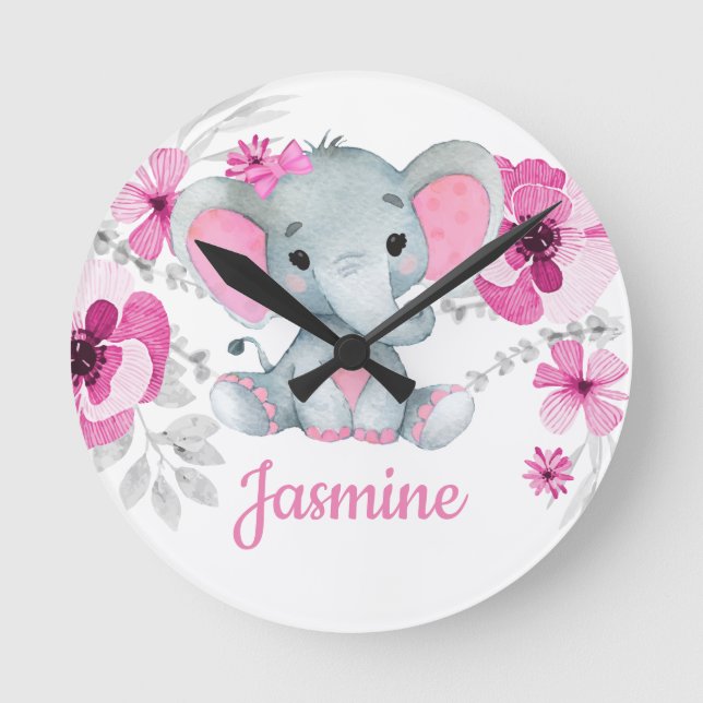 Pink gray Acrylic Wall Clock, Round (Medium Round Clock (Front)