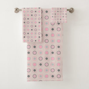 Pink, gray and white bath towel set