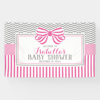Pink & Gray Baby Shower Party Banner