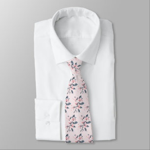 Pink & Gray Flowers Classy Watercolor Pattern Tie