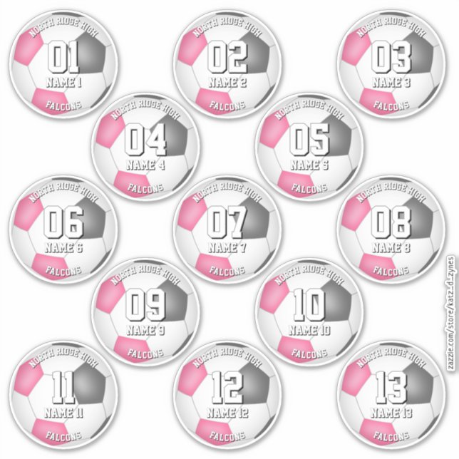 pink gray girls soccer team colors 13 athletes (Front)