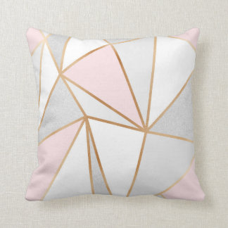 Pink, Gray & Gold Geo Throw Pillow
