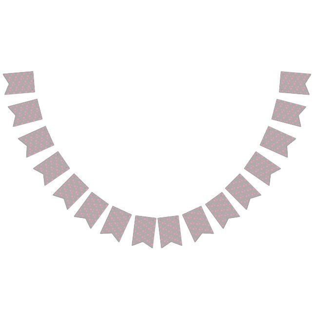 Pink Gray Stars Modern design Bunting Flags (All)