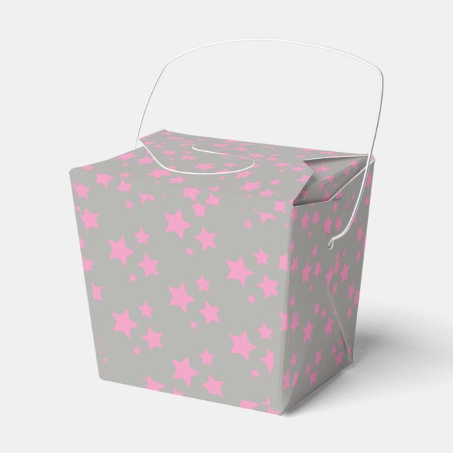 Pink Gray Stars Modern design Favor Box (Front Side)