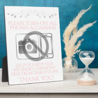 Pink & Gray Wedding No Phones or Cameras Sign