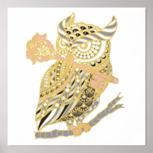 Pink Great Horned Owl Foil Prints