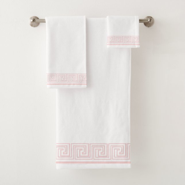 Pink Grecian Frieze Design Bath Towel Set (Insitu)