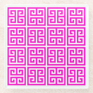 Pink Greek Key Coaster