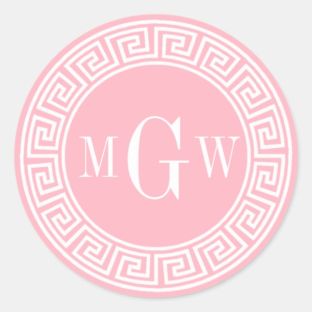 Pink Greek Key Monogram Envelope Seal (Front)