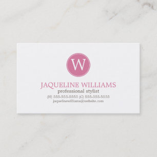 Pink Greek Key Pattern Monogram Business Card