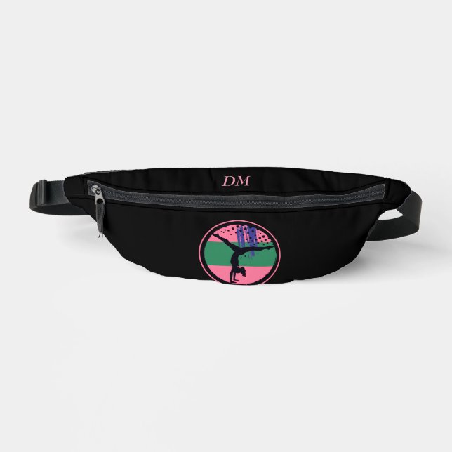 Pink Green Abstract Art Gymnast Fanny Pack (Front)