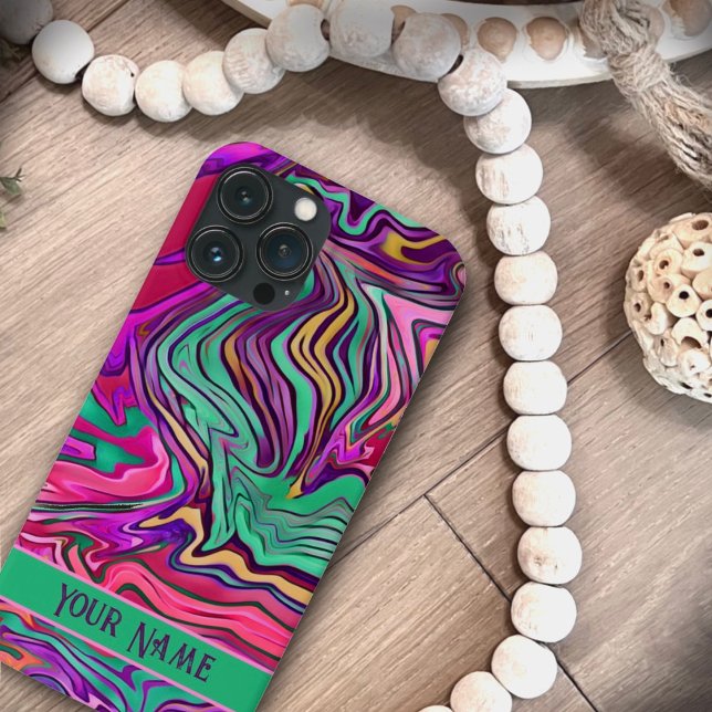 Pink Green Abstract Customized Modern Case-Mate iPhone Case (Creator Uploaded)