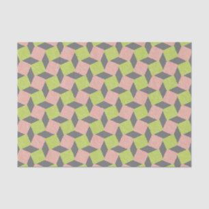 Pink Green Abstract Geometric Ikat Square Pattern Tissue Paper