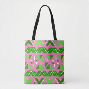 Pink & Green African Pattern Tote Bag