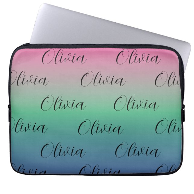 Pink, Green and  Blue Gradient Laptop Sleeve (Front)