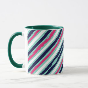 Pink green and blue paint stripes mug