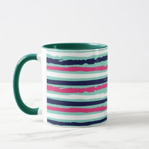 Pink green and blue paint stripes mug