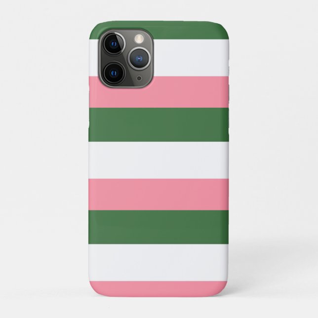 Pink, Green and White Stripes Case-Mate iPhone Case (Back)