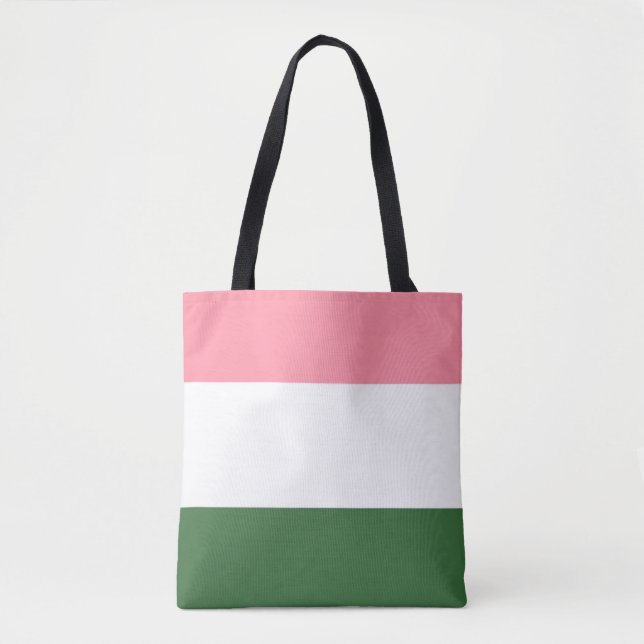 Pink, Green and White Stripes Tote Bag (Front)