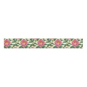 Pink, Green and Yellow Chinoiserie Floral Grosgrain Ribbon